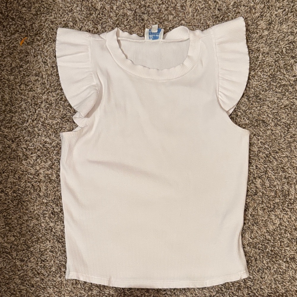 Blue Rain Cream Flutter Sleeve Blouse